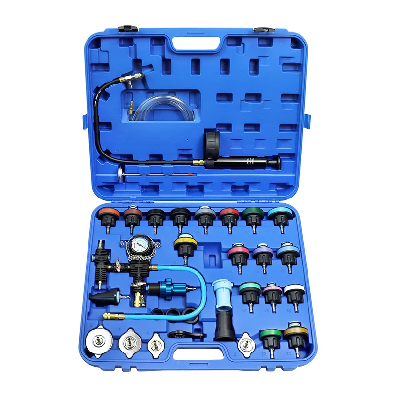 28pcs Universal Radiator Pressure Tester Kit Coolant Pressure Tester Kit Vacuum Refill for Cooling System for Most Cars Trucks