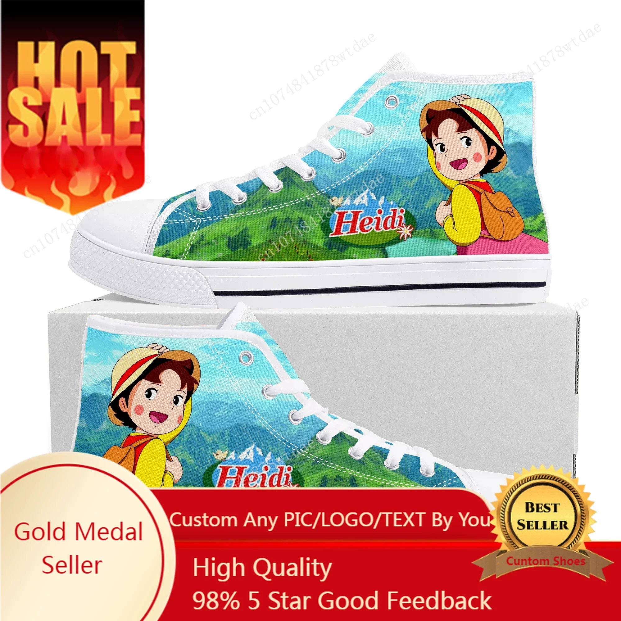 

A Girl Of The Alps High Top Sneakers Mens Womens Teenager Heidi High Quality Canvas Sneaker Comics Manga Couple Customized Shoes