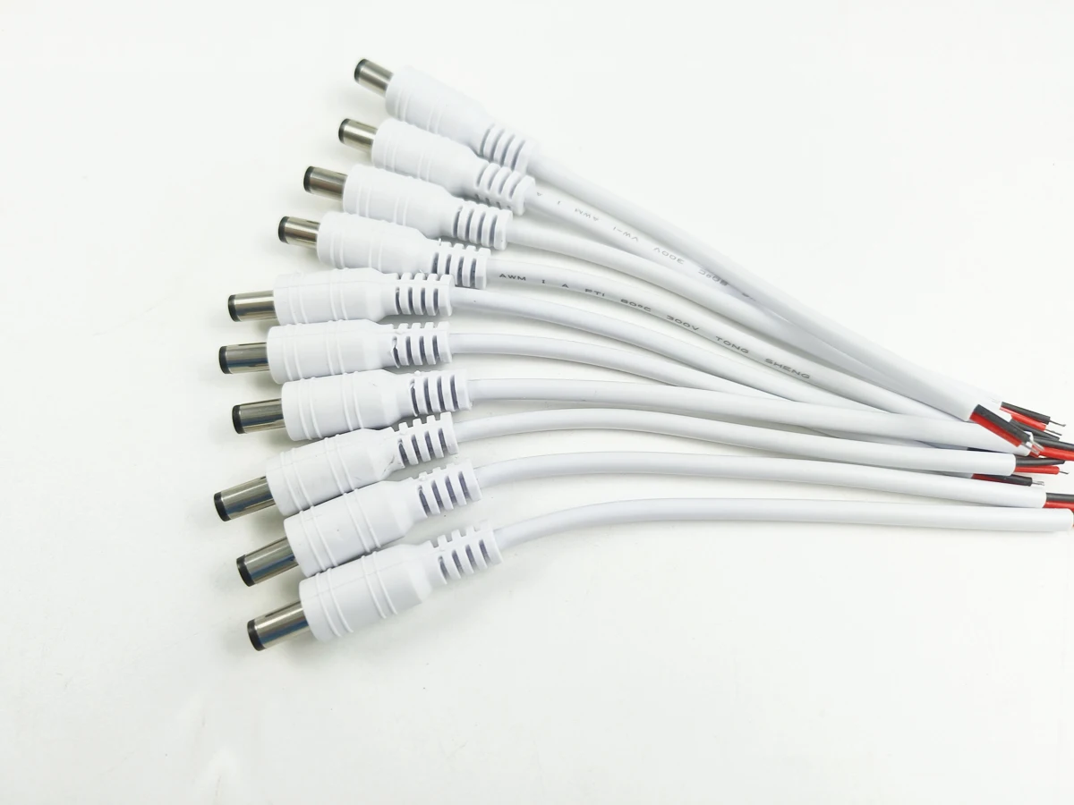 1/5/10 Pcs 5.5x2.1mm DC Male Female Power Plug Cable Wire Jack Adapter Connector for CCTV Single Color 3528 5050 LED Tape Light