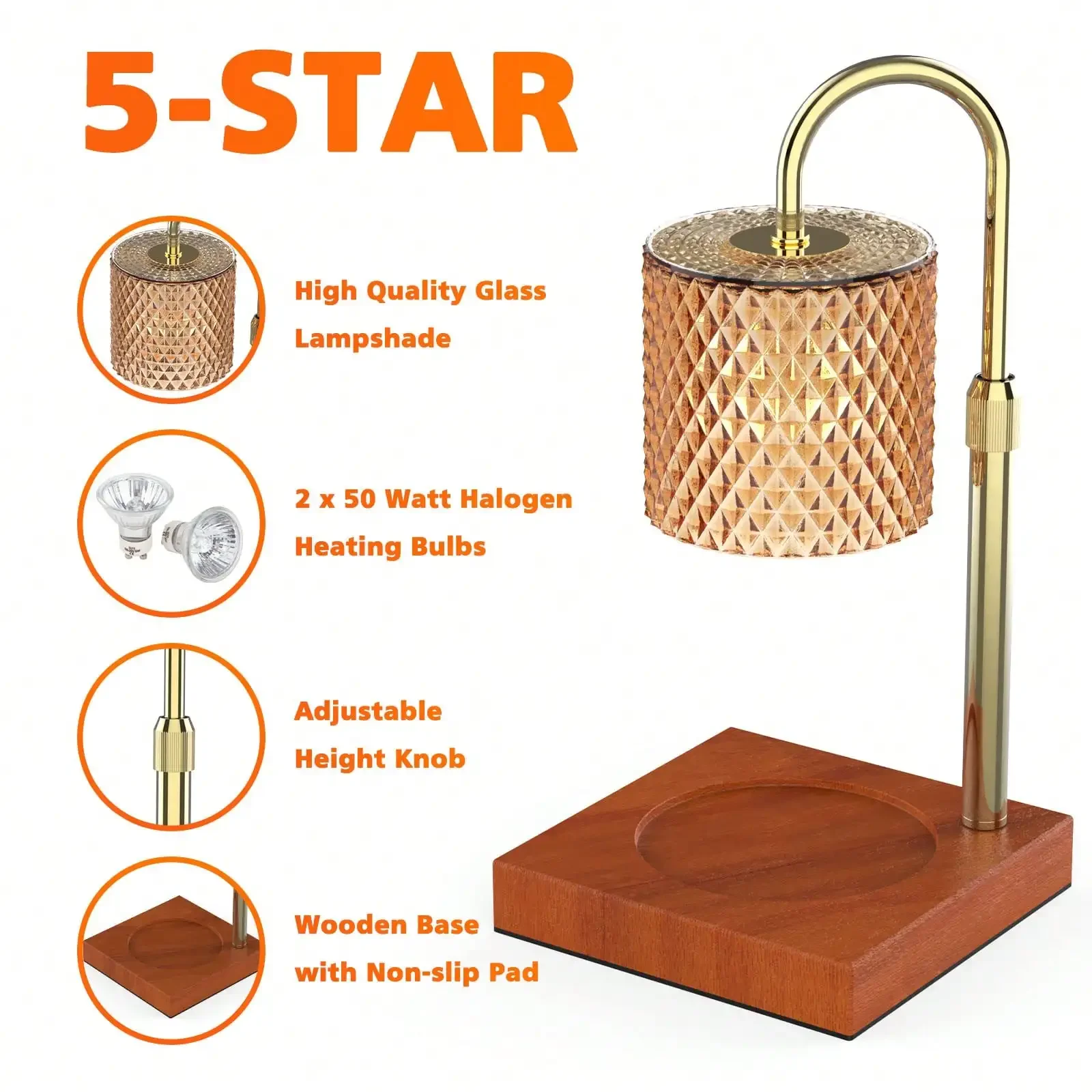 Candle Warmer Lamp With Dimmer/Timer/Adjustable Height,Electric Candle Lamp Warmer For Jar Candles,Home Decor Valentines Day Gifts For Daughter/Mom/Women