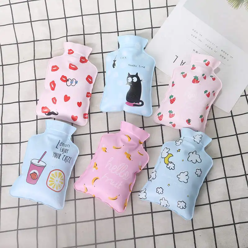 Pvc Hot Water Bottle Mini Cartoon Water Injection Hot Water Bag Size Hand Warmer Water Injection Hot Water Bottle