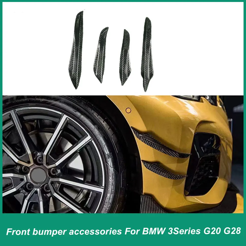 For BMW 3 Series G20 G28 2019 Front Bumper Side Spoiler Wind Knife Decorative Cover Accessories Carbon Fiber Wind Knife Diverter