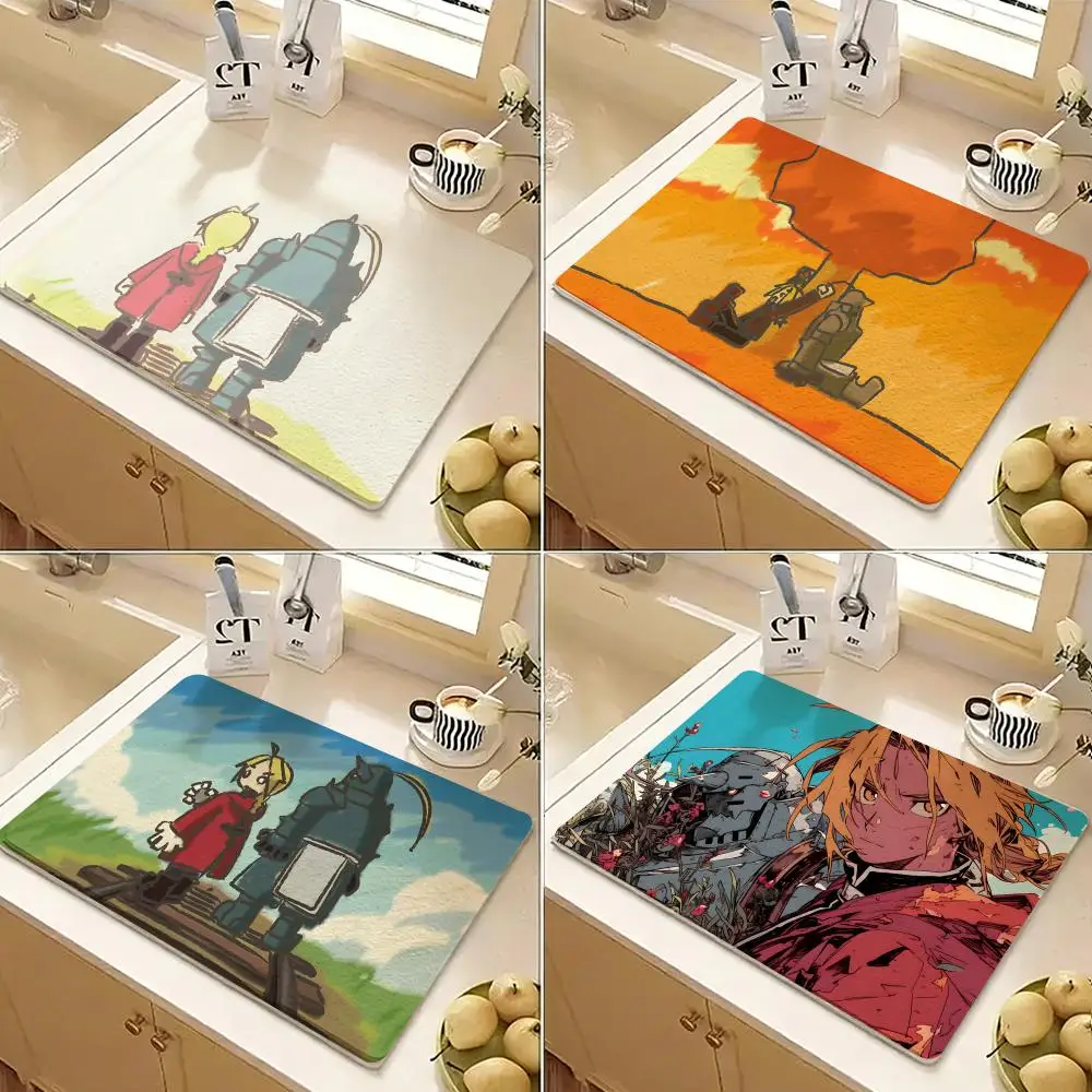 Anime F-Fullmetal A-Alchemist Floor Mat Diatomite Floor Mat Fast Drying Odor Resistant Non Slip Bath Kitchen Mat