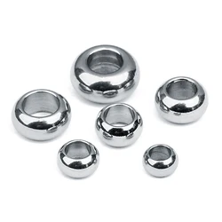 Stainless Steel Big Hole Beads Loose Spacers Round Ball Beads  For DIY Bracelets Necklace Jewelry Making Accessories Wholesales