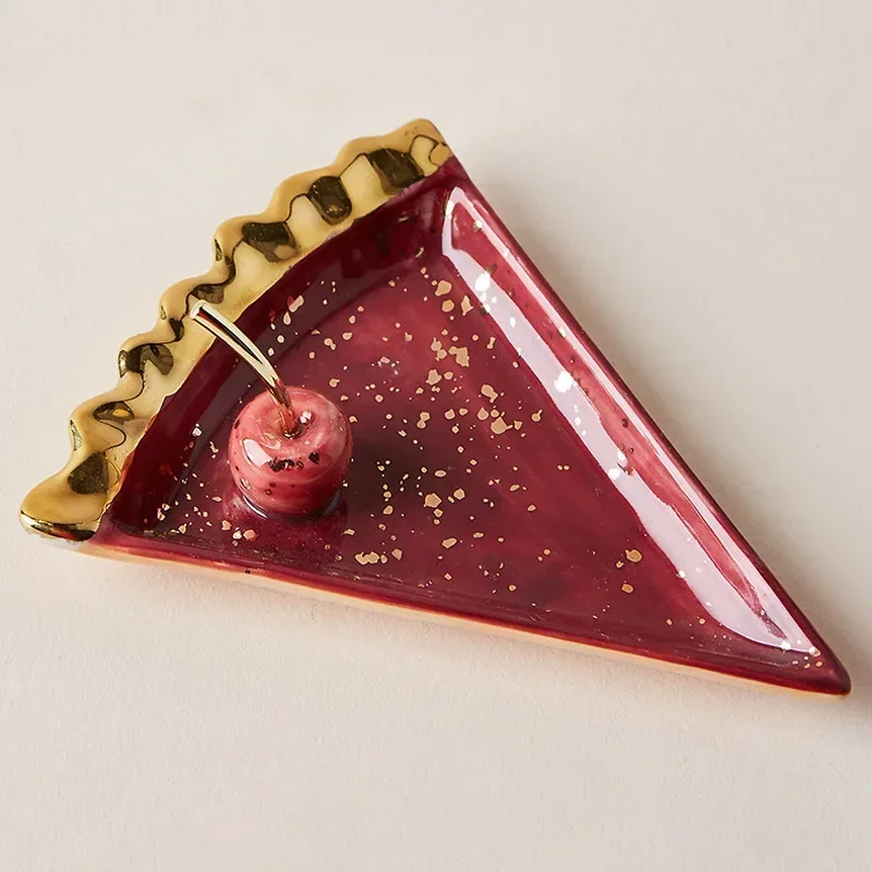 Nordic Ceramic Watermelon Apple Small Jewelry Dish Earrings Necklace Ring Storage Plates Fruit Dessert Display Bowl Decoration