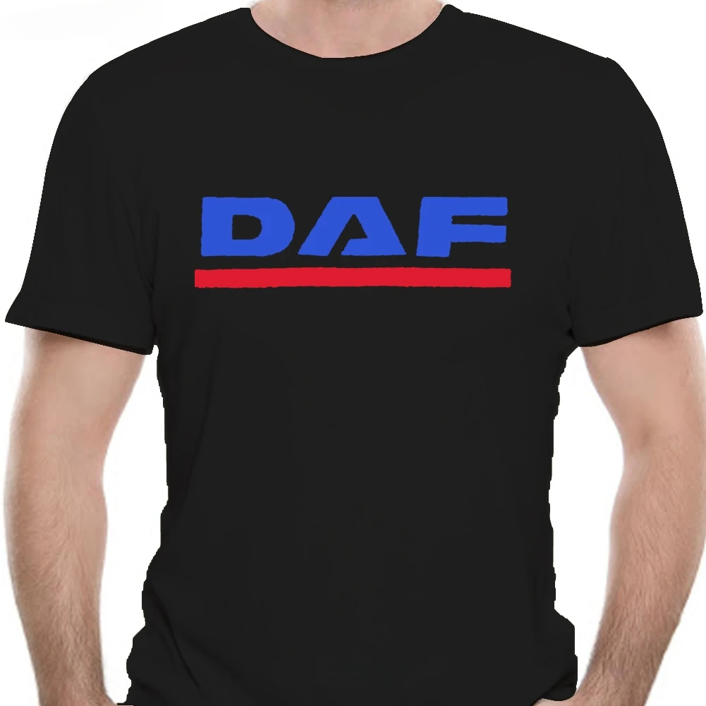 NEW DAF TRUCKS COMPANY TRUCKER LOGO MEN BLACK SIZE S-3XL USA SIZE T-SHIRT EN1 male brand teeshirt men summer cotton t shirt