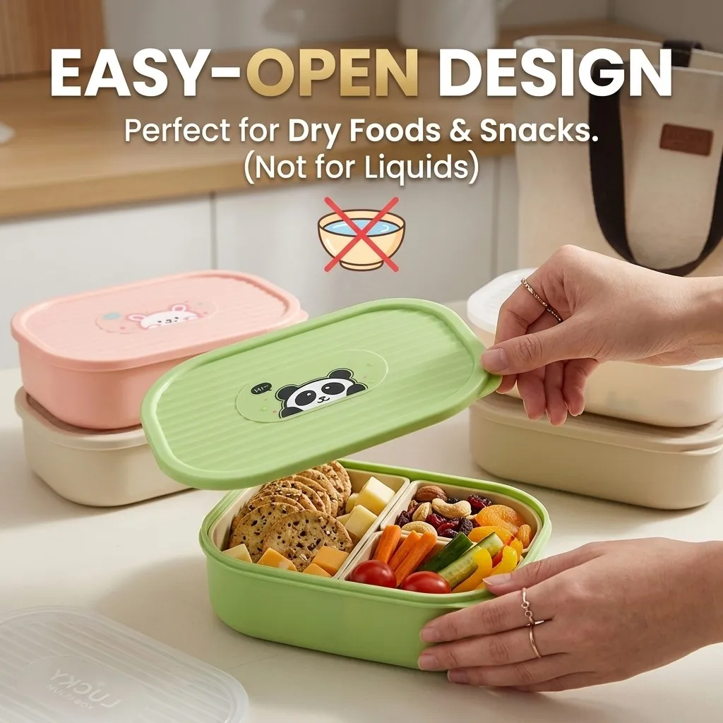 Portable Divided Plastic Lunch Container For Kids Student Removable 3 Grids Bento Lunch Box For School Picnic Microwave Safe view 3