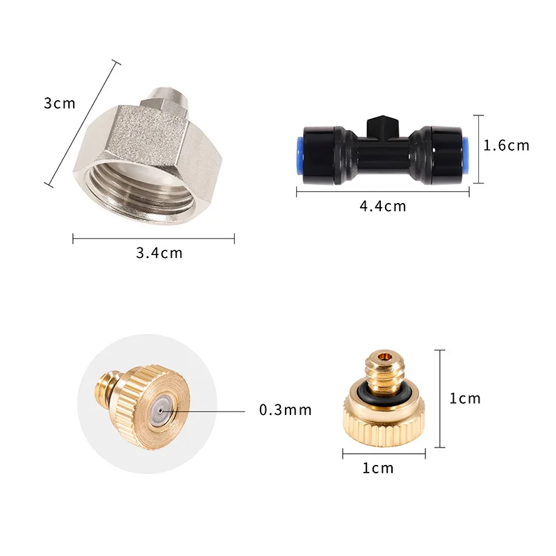 5M-30M Outdoor Misting Cooling System Garden Irrigation Watering 1/4'' Brass Atomizer Nozzles 4/7mm Hose for Patio Greenhouse