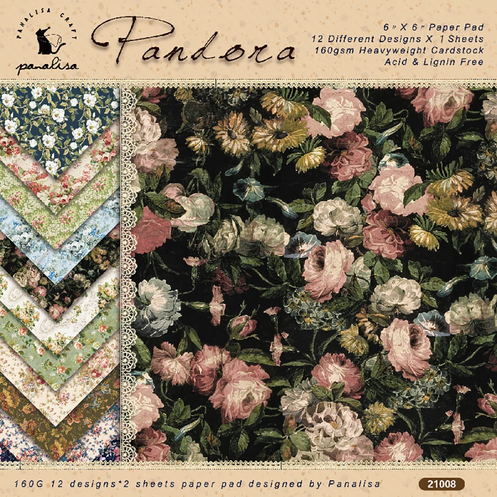 12 Sheets 6"X6" Vintage Patterned Paper Pad Scrapbooking Paper Pack Handmade Craft Paper Craft Background Pad Card