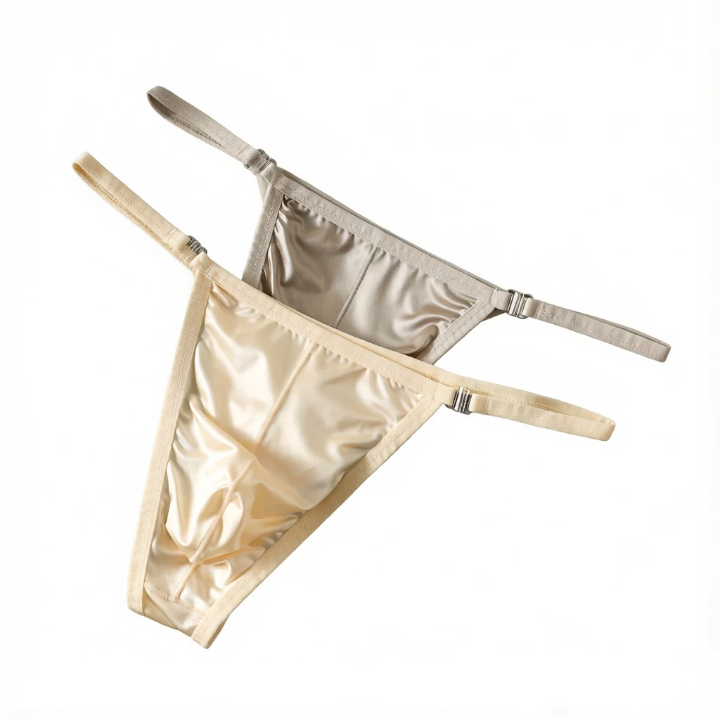 2 Pack Men's Bikini Swimwear Low-rise Swim Trunks Bulge Pouch Thong Breathable Side-open Buckle Bathing Briefs Detachable Swim