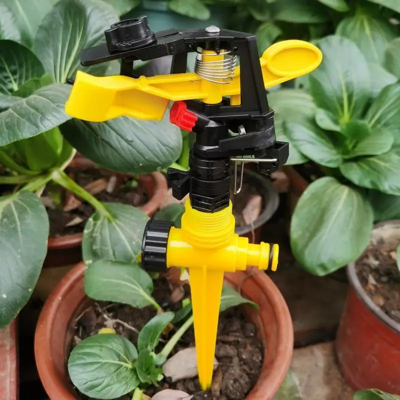 360° Rotary Spiked Rocker Sprinkler Adjustable Impact Nozzle Stake Mounted Lawn Farm Garden Agricultural Irrigation Accessory
