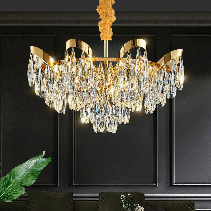 

Modern LED Sunflower Crystal Ceiling Chandeliers Bionic Luxury Pandent Light Atmosphere High-end Living Dining Room Hanging Lamp