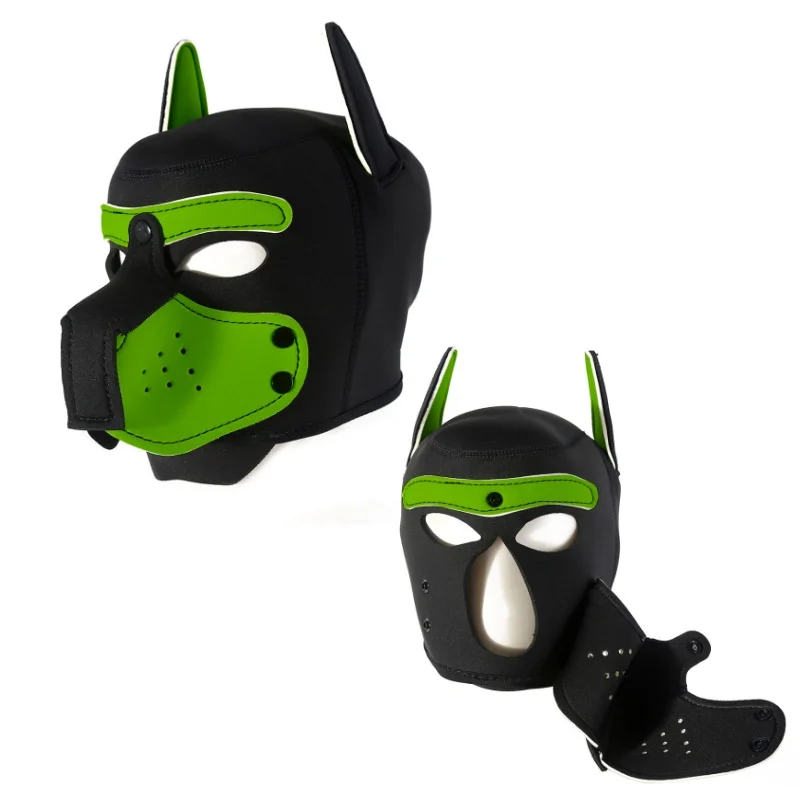 10 kleuren Puppy Cosplay Kostuums van Latex Gewatteerde Hond Masker Volledige Hoofd Kap Masker Met Oren Voor Mannen Vrouwen Hond rollenspel Games