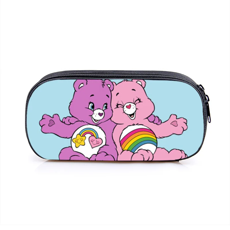 Miniso Rainbow Bear Cartoon Pen Bag Girl Anime Cute Bear Print singolo strato astuccio per matite di grande capacità cura borsa per il trucco