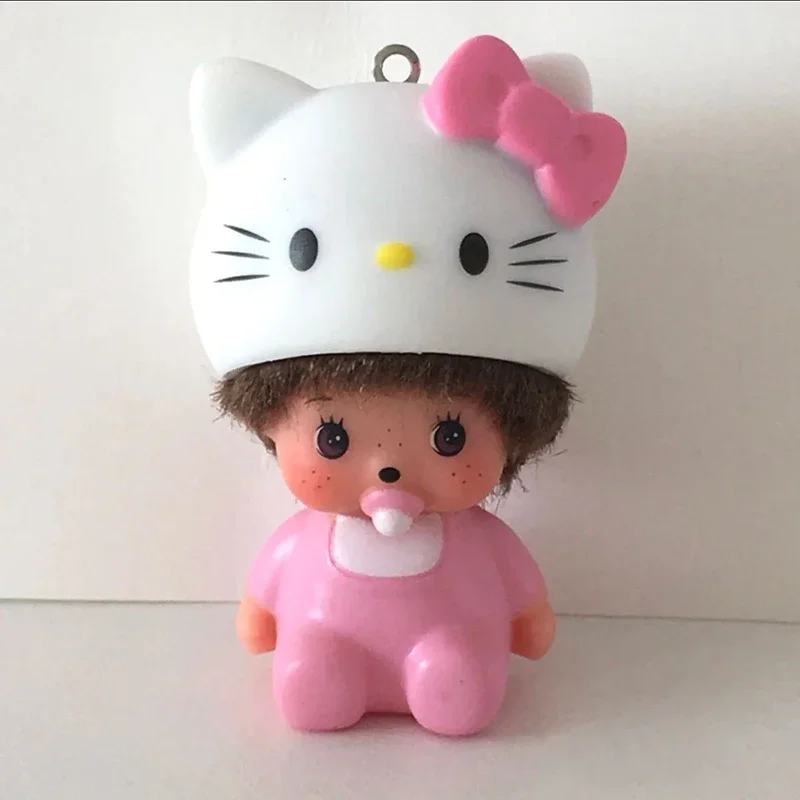 

Новинка 2026: Брелок-кукла Hello Kitty Monchhichi из АБС-пластика, мультяшный кулон-подвеска для сумки, брелок для автомобильных ключей, милый подарок для девочек