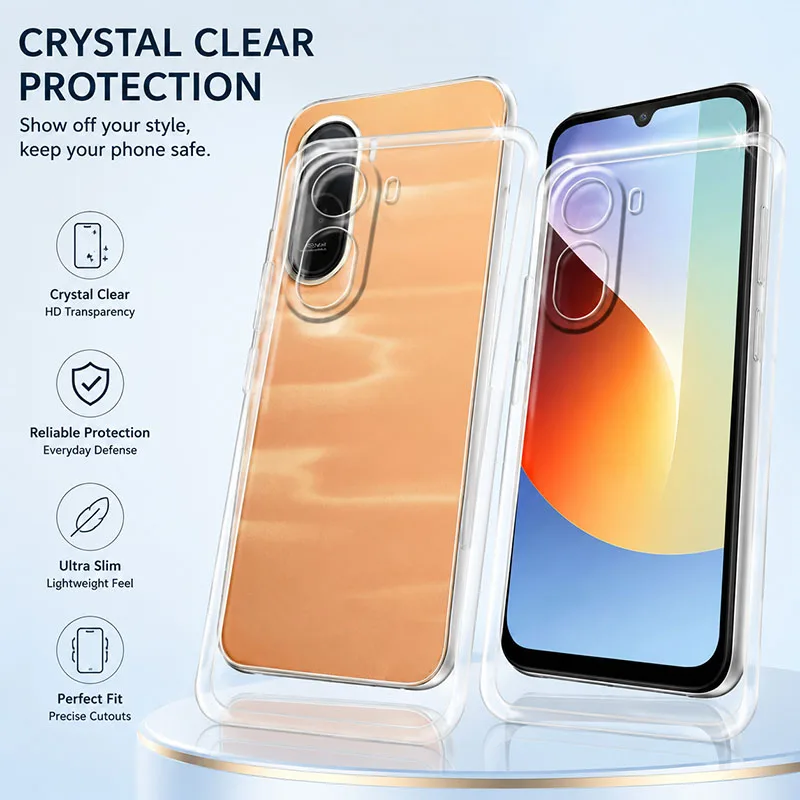 Luxury Crystal Clear Phone Cases for Redmi A7 Pro RedmiA7Pro A7Pro 4G 5G Slim Transparent Invisible Shockproof TPU Back Covers