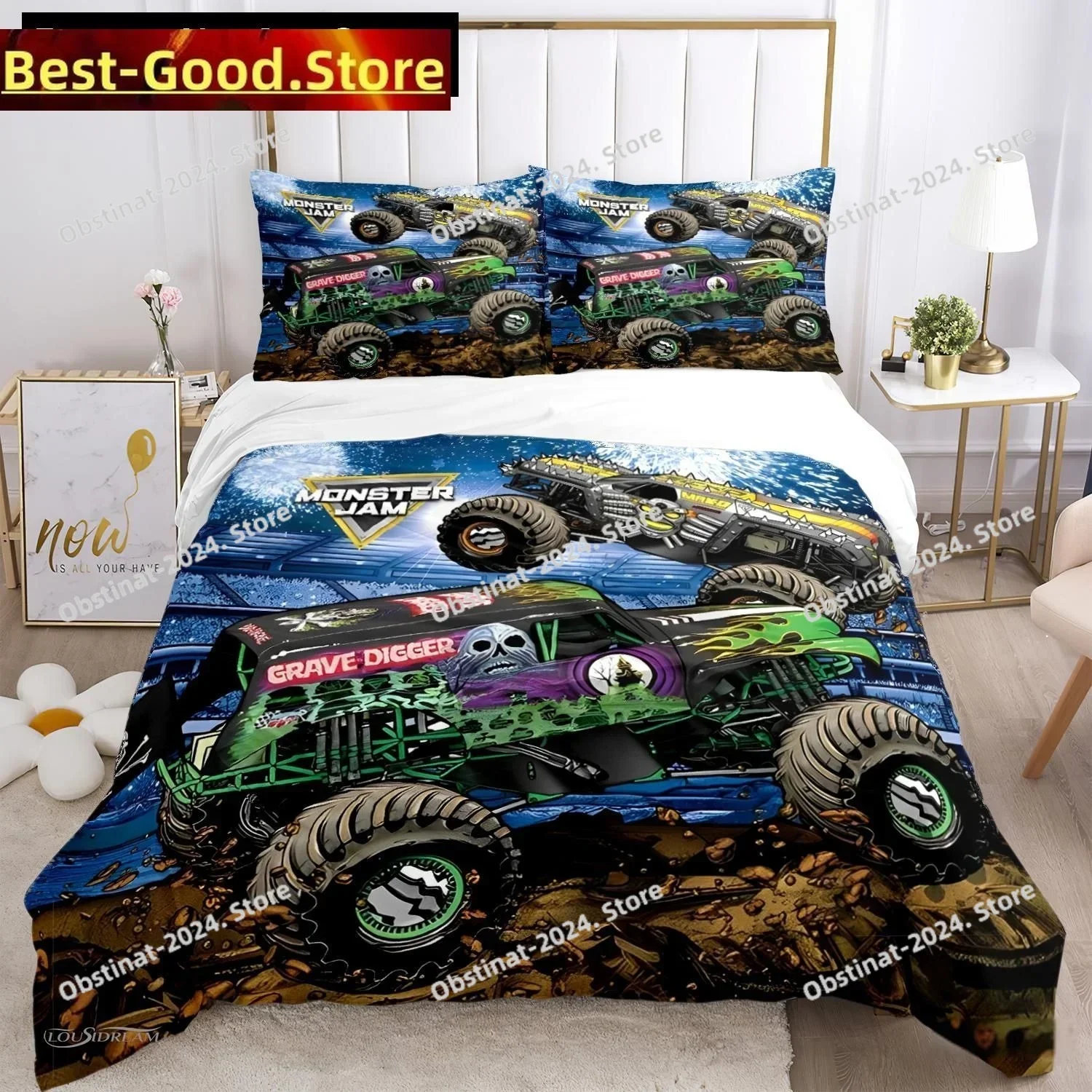 

3D Print Fashion Monster Truck JAM Bedding Set Boys Girls Twin Queen King Size Duvet Cover Pillowcase Bed boys Adult Bedroom