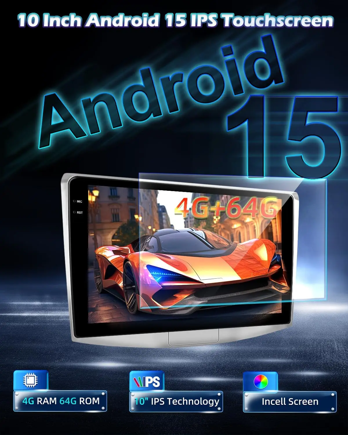 ستيريو سيارة 10 بوصة لسيارة VW Passat B6 B7/Magotan CC 2010-2015 - Android 15، 4G+64GB، CarPlay/Android Auto اللاسلكي، WiFi 5 جيجا هرتز، GPS