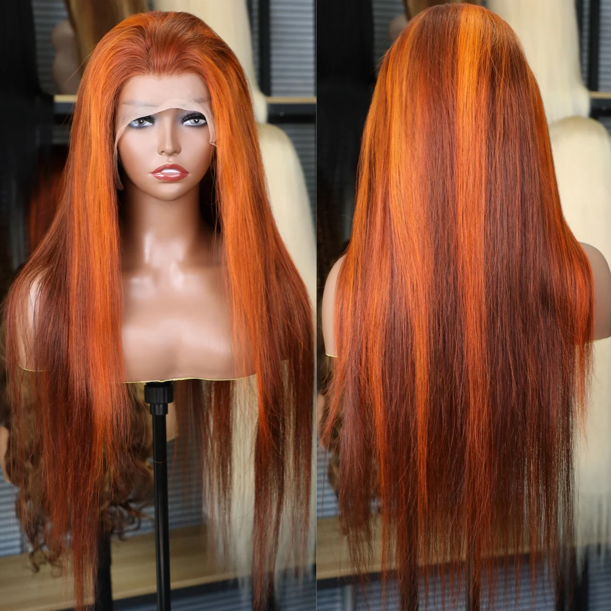 13x4 13x6 HD Transparent Lace Front Human Hair Wigs 4/350 Brown Ginger Orange Color For Women Glueless 100%  Human Hair Wigs