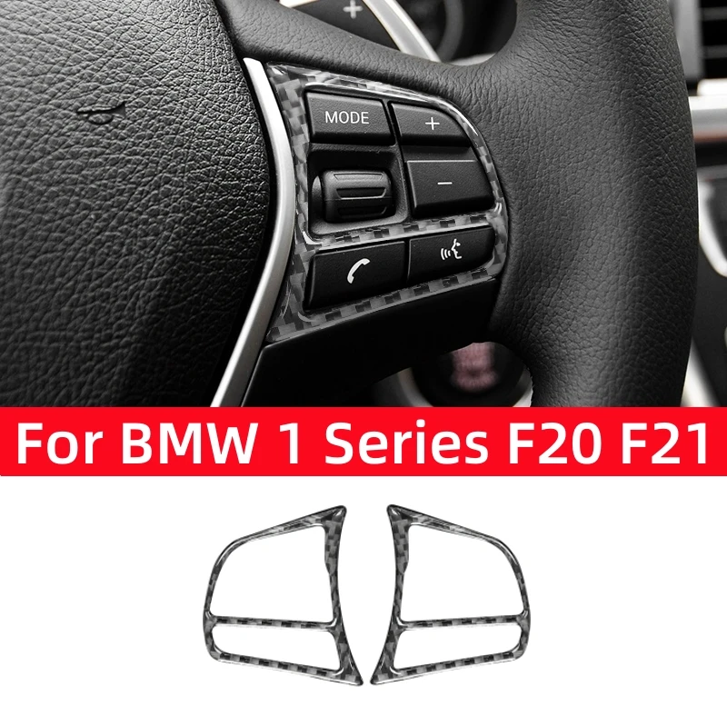 Carbon Fiber for BMW 1 Series F20 F21 2012-2018 Interior Accessories Car Steering Wheel Button Trim Frame Decoration Stickers