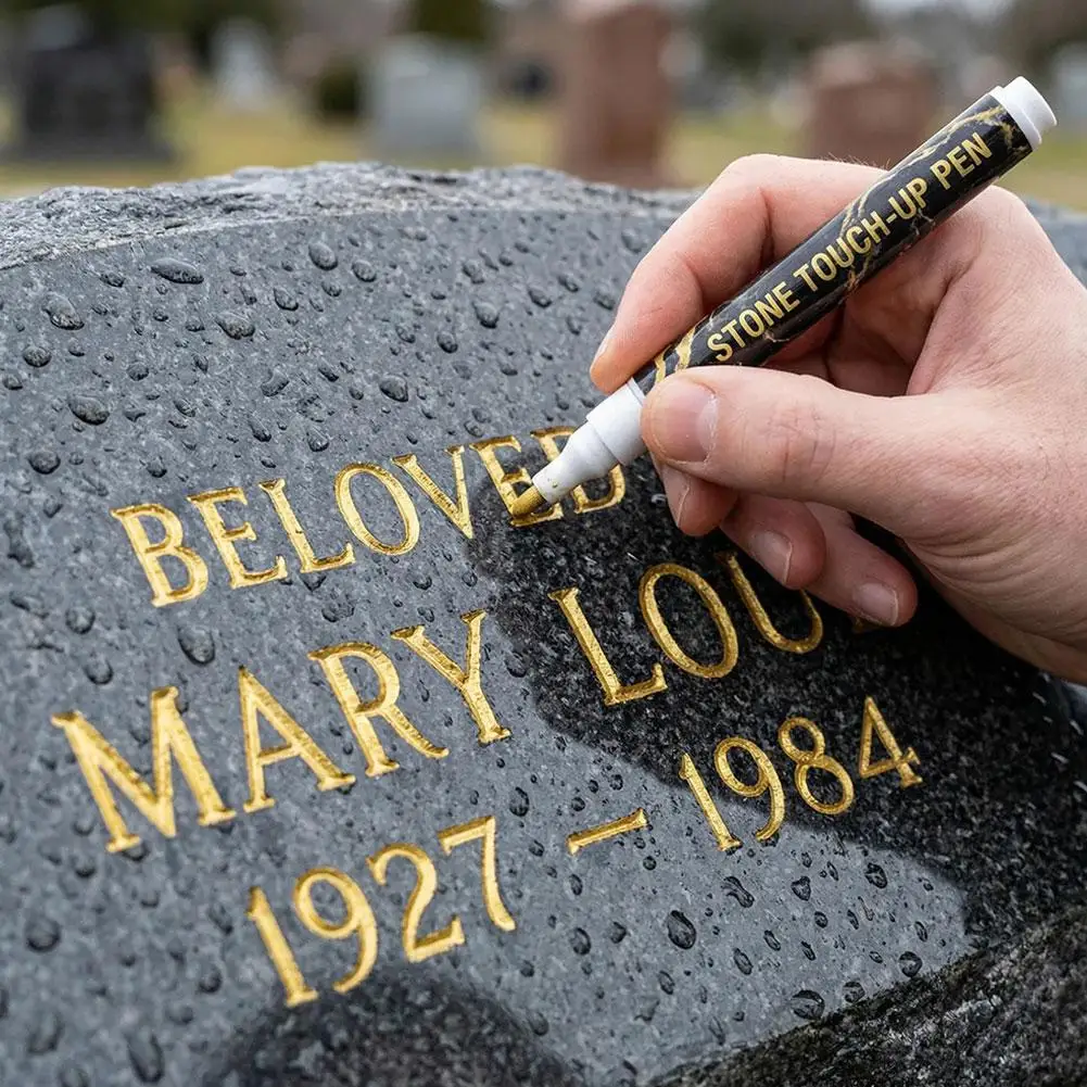 Gold Paint Pen Waterproof Tombstone Marker Permanent Metallic Marker for Headstone Stone Monument Lettering Restoration