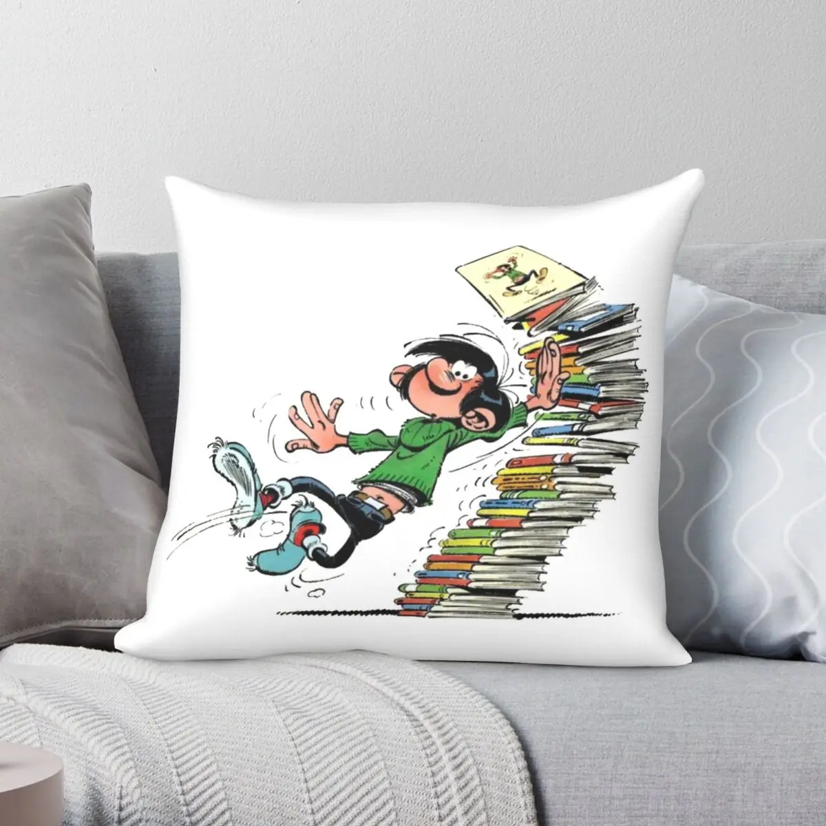 Gaston Lagaffe Pillowcase Polyester Linen Velvet Printed Zip Decor Bed Cushion Cover 18