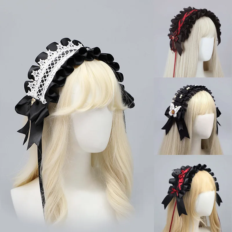 

Dark Gothic Punk Rivet Headband Subculture Y2k Niche Headgear Lace Rivet Cross Versatile Hair Accessories