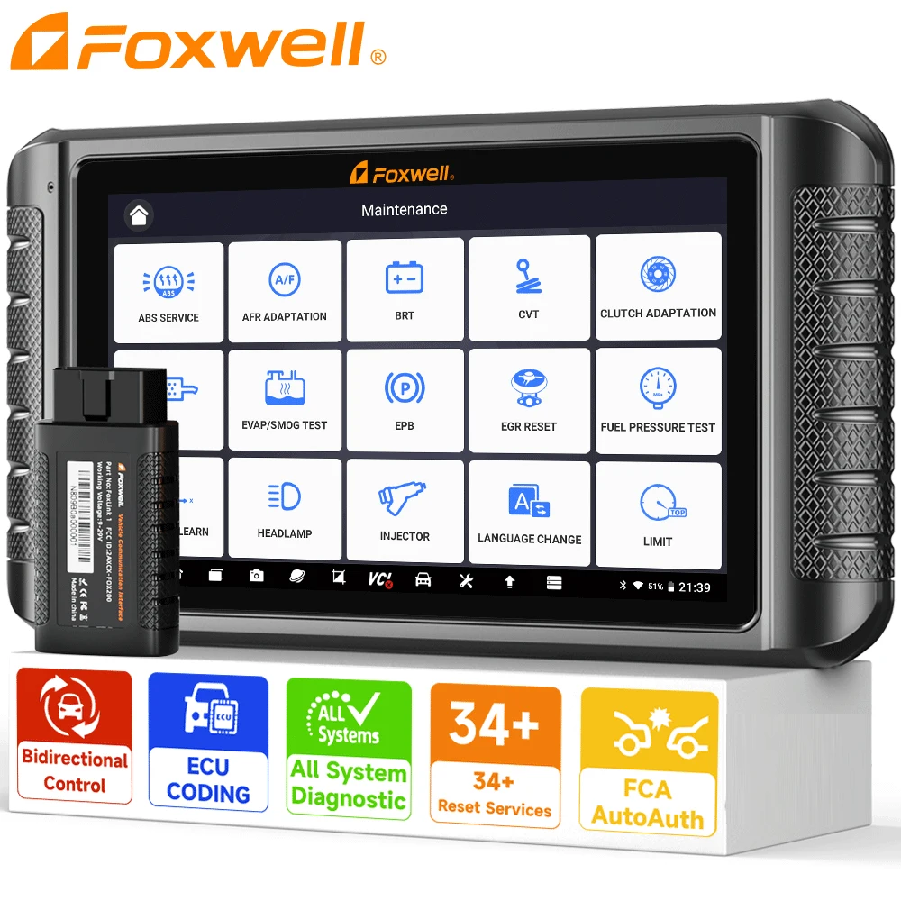 

FOXWELL NT1009 10 Inch OBD2 Car Scanner Bi-Directional Control ECU Coding Oil D.PF ABS SAS Injector Coding OBD 2 Diagnostic Tool
