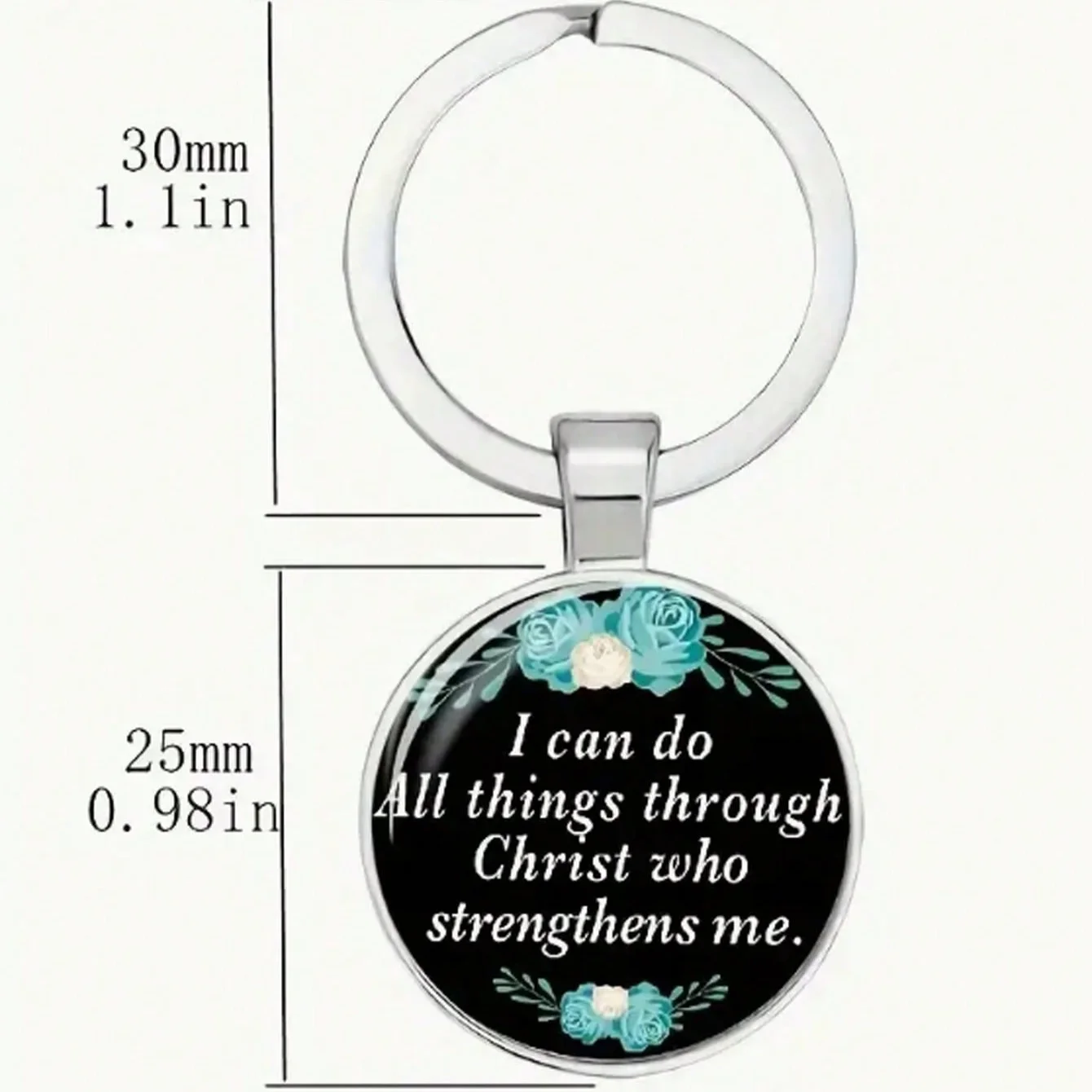 A Keychain With A Gemstone And A Biblical Quote, 