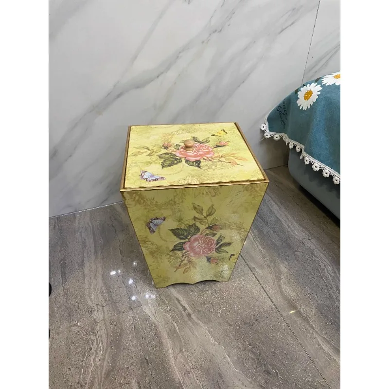 

American pastoral style trash can, European household storage can, garden trash can, Suitable for interior decoration