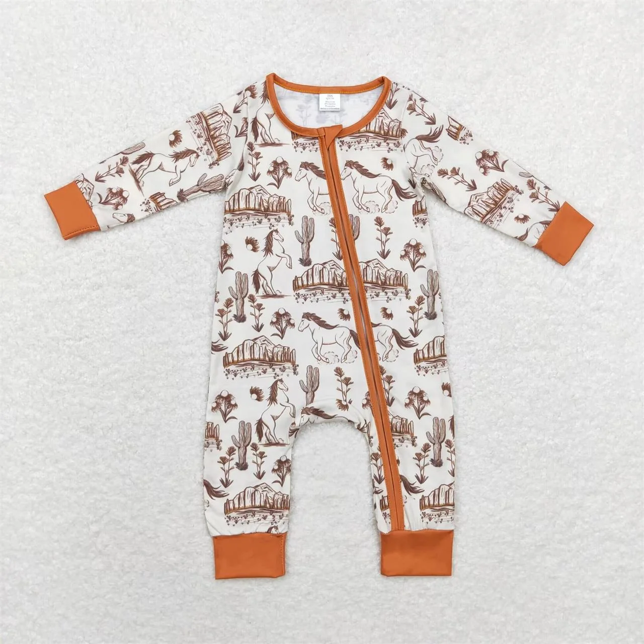 

Wholesale Newborn Coverall Bodysuit Jumpsuit Baby Boy Zipper Children Long Sleeves Horses Cactus Romper Kids Toddler One-piece