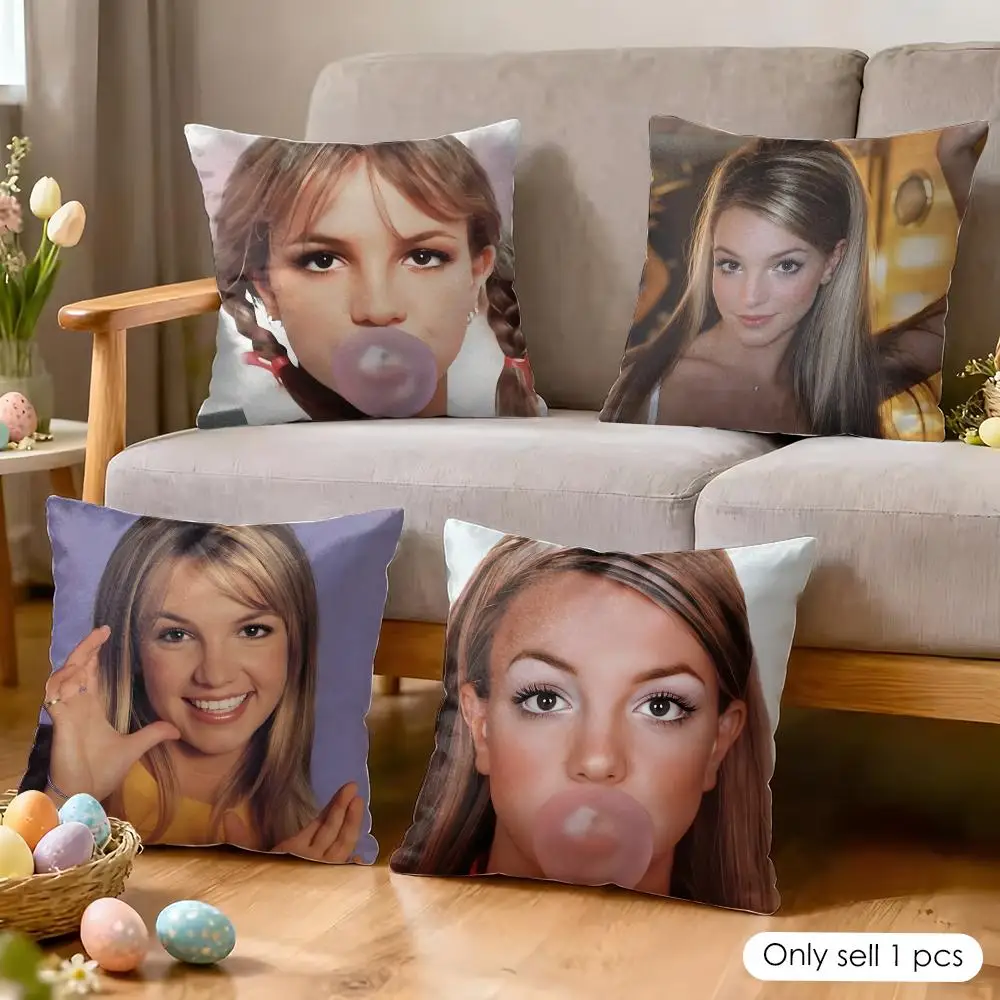 Singer B-Britney Spears Cushion Cover Wrinkle-Resistant Short Plush Pillow Case Breathable Machine-Washable
