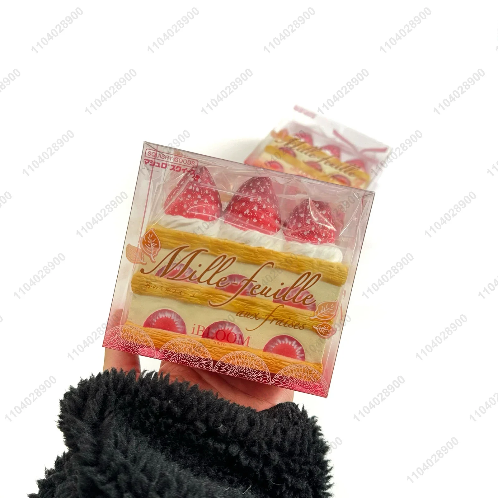 Morango mille-feuille bolo mole lento subindo morango tiramisu bolo pastelaria espremer brinquedo liberação de estresse mão relaxar brinquedo
