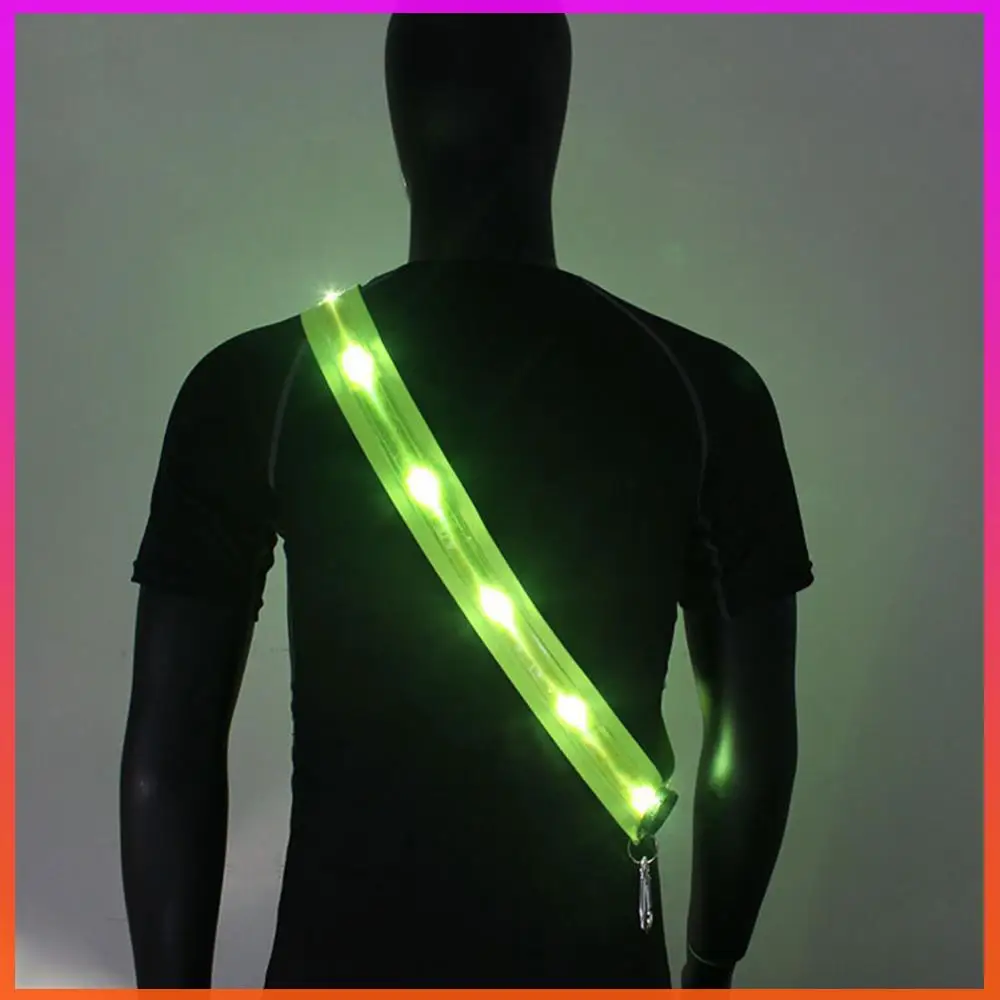 Светодиодный светоотражающий беговой ремень, перезаряжаемый велосипедный светодиодный плечевой ремень, ночная безопасность, уличный походный светильник для бега, ходьбы, снаряжение