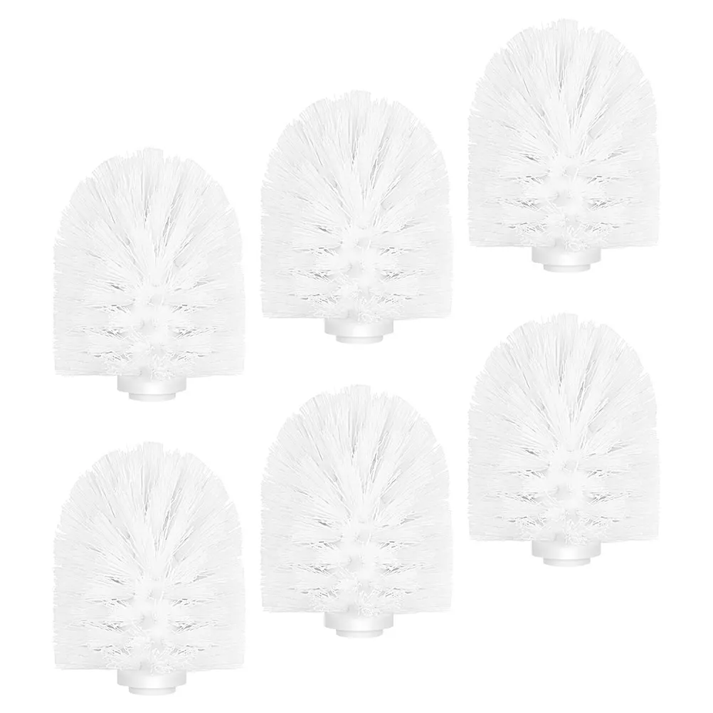 6Pcs Plastic Toilet Brush Replacement Heads Firm Dense Bristles for Household Bathroom Cleaning Supplies Brush Set