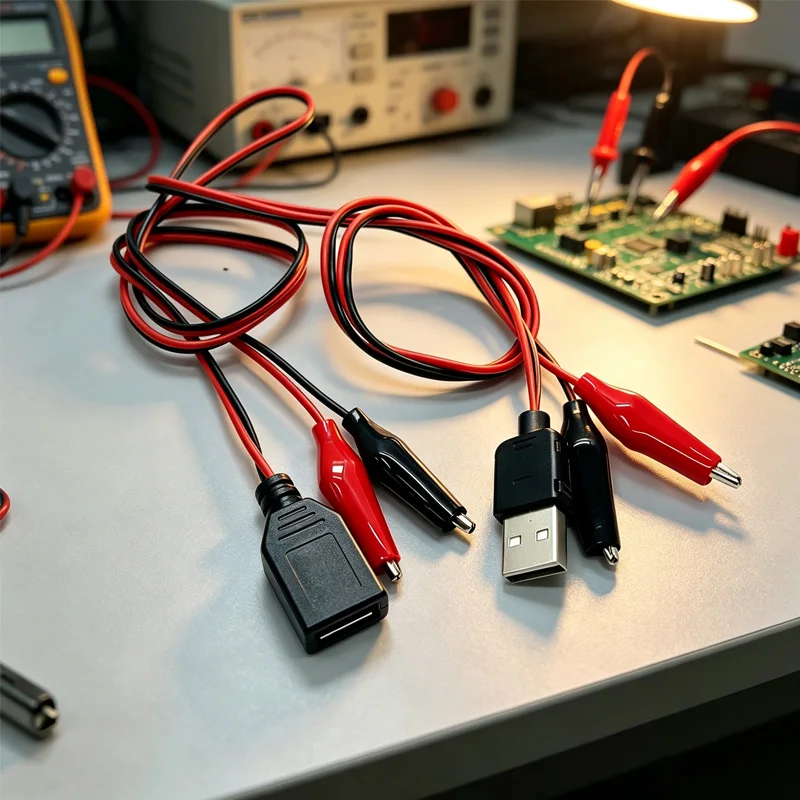 USB Male Female to Medium Crocodile Clip Test Line USB Head to Clip Test Cable Debugging Power Cable Wire Length 60cm