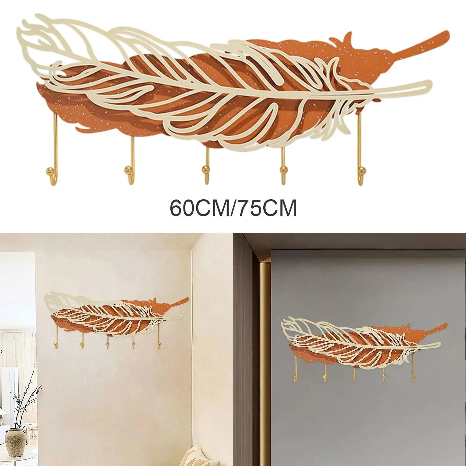 

Coat Rack Wall Mounted Sturdy Decorative Coat Hook Rail for Bags Keys Purse