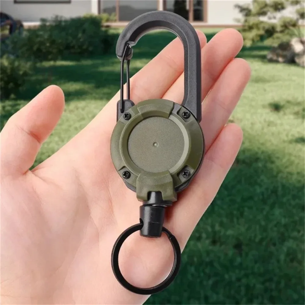 Heavy-Duty Extendable Keychain With 23.62 inch Steel Wire Rope - Tactical Climbing Buckle, Anti-Theft Multifunctional Tool