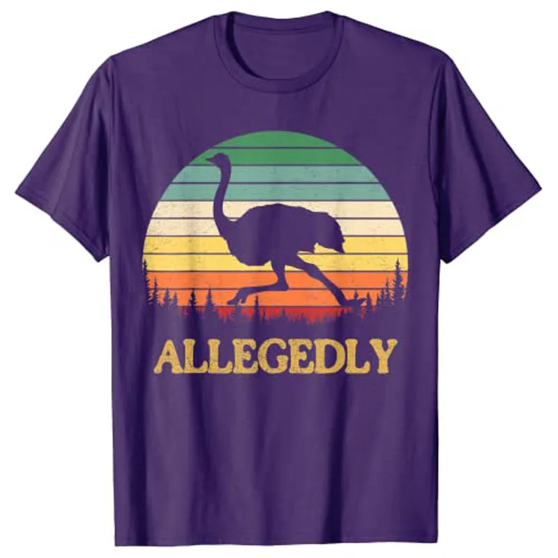 Allegedly Ostriches Shirt Vintage Retro Funny Ostrich Lover T-Shirt Y2k Personalized Novelty Fashion Tee Streetwear Clothes Gift