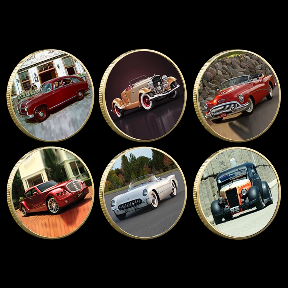 

Classic Cars Gold/silver Challenge Coins Vintage Luxury Car Challenge Medals Rider's Best Collection Men's Holiday Gifts