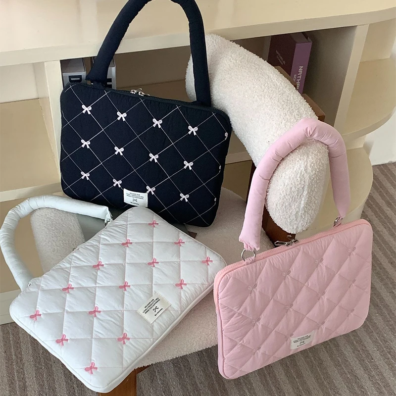 حقيبة كمبيوتر محمول واقية مع تصميم معلق على شكل فيونكة لجهاز MacBook iPad pro Dell HP Notebook Handbag Protector Computer