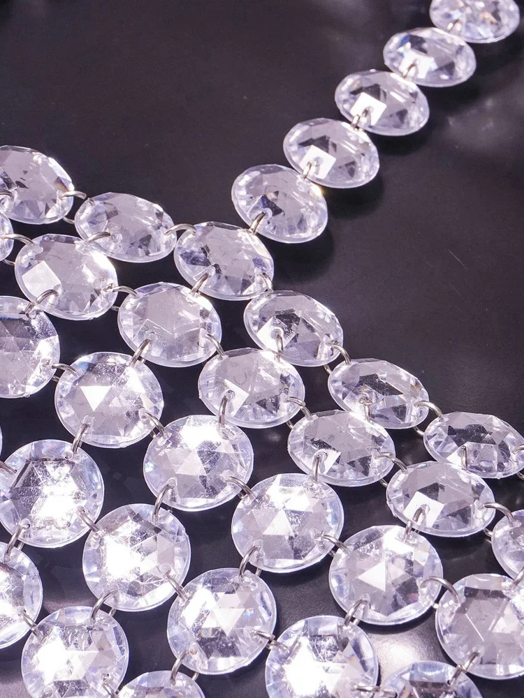 Camiseta sin mangas con cuello Halter plateado, corpiño con diamantes brillantes, Top corto con lentejuelas de Metal y espalda descubierta, chaleco para discoteca, trajes de Festival