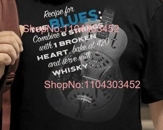 Recipe for the BLUES Recycled Organic Bella Canvas 3001 T Shirt with Dobro guitar 3 colors solid black heather textures