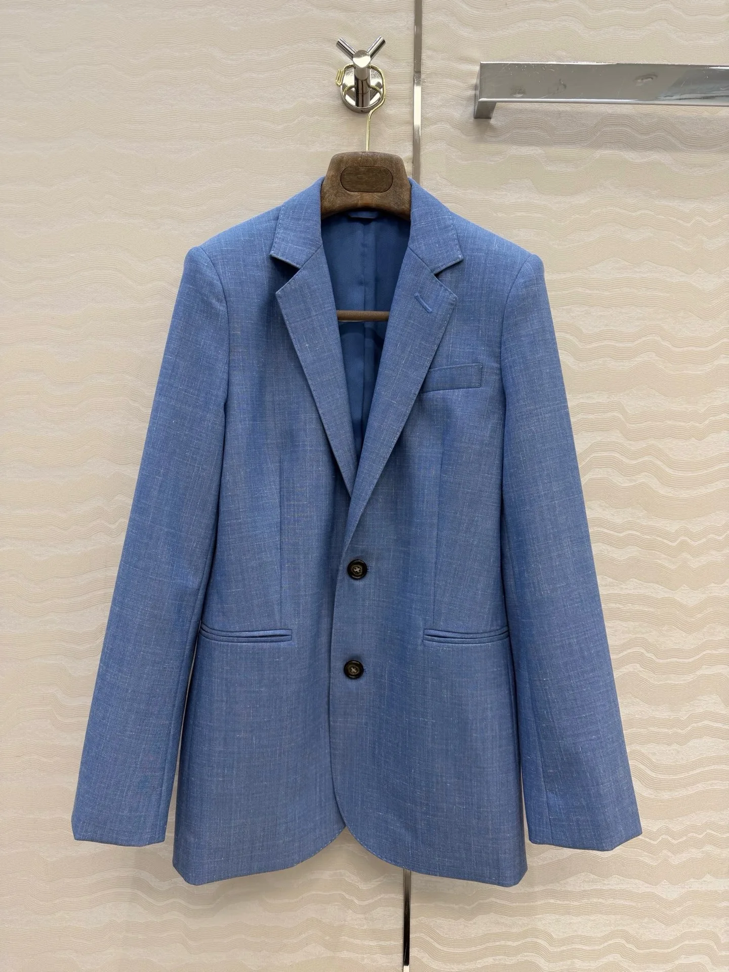 Notched Lapel Linen Blend Blazer Single Breasted Welt Pocket Casual Suit Jacket for Women