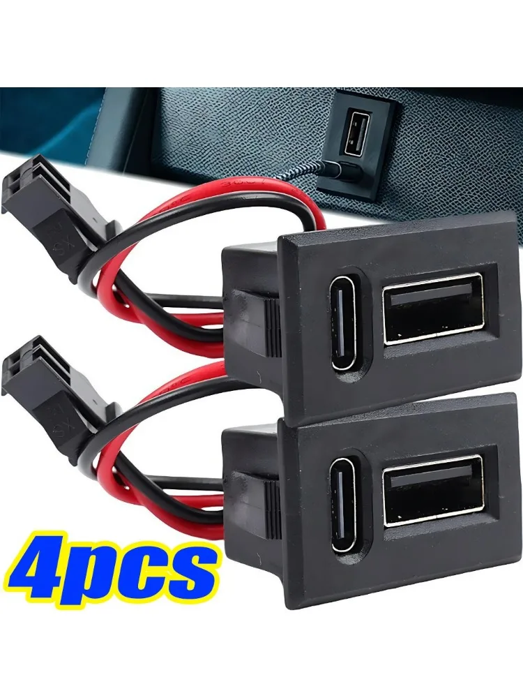 Podwójne gniazdo USB typu C, żeńskie, 20V/3A, miedziany przewód zamienny, złącze do ładowania i transmisji danych do samochodu, pojazdu, inteligentnego domu i urządzeń. — 2