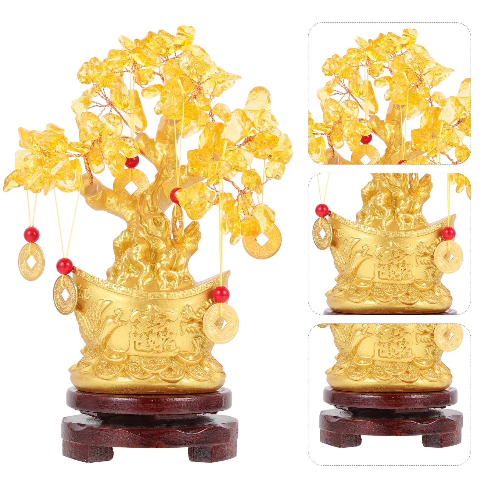 

1 set 1 Set Crystal Money Decoration Fortune Tree Ornament Desktop Decorative Home Adornment Creative Tabletop Lucky Tree Spring