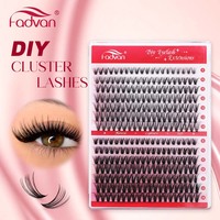 FADVAN Lashes 14 Row 30D+40D Cluster Lashes Upper Lower 0.07 D Mix10-16  Segmented Extens ion DIY