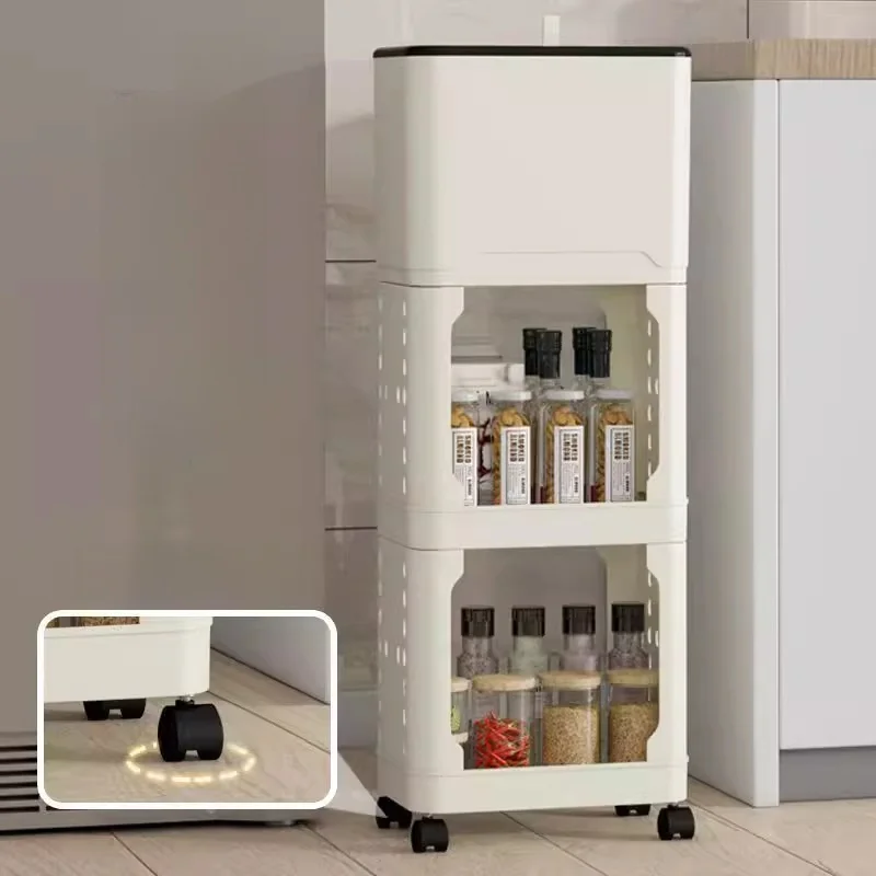 

Kitchen Waste Bin No Bending New 2025 Model Large Capacity Mobile Narrow Clamp Home Use Garbage Can Easy Cleaning Tool