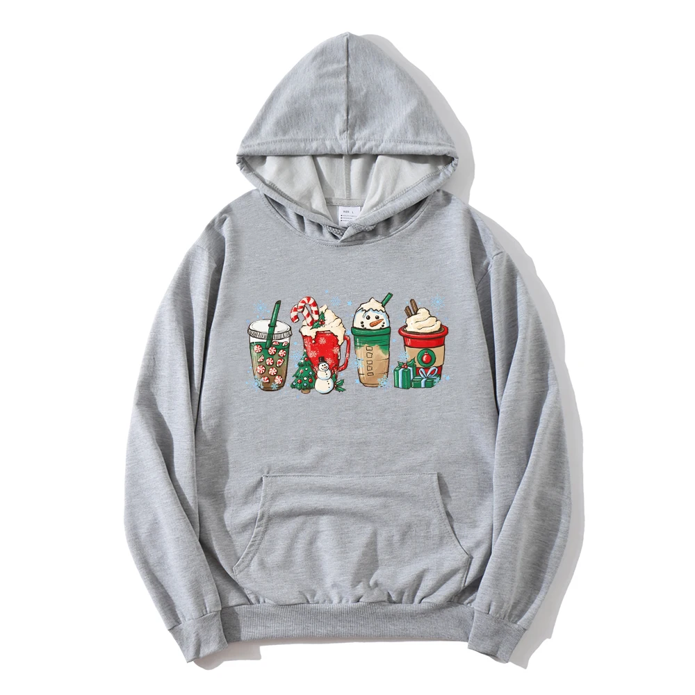 Sweatshirt Christmas Coffee Hoodie Aesthetic Snowman Christmas Tree Clothes Streetwear Women Santa Claus Winter Clothes