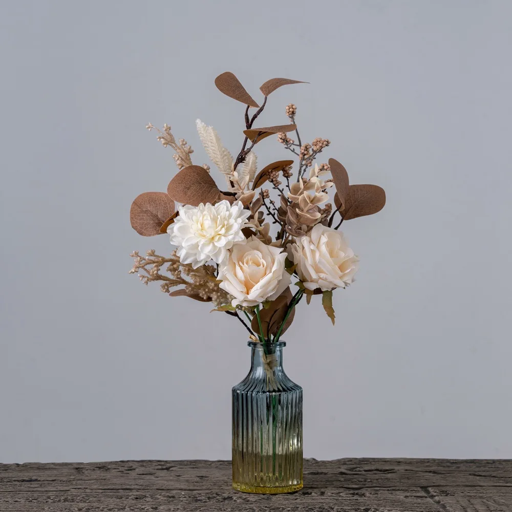 

Artificial Flowers 4PC Cheap New Year's Decoration Wedding Garden Peony Arch Christmas Home Fake Silk Rose Hydrangeas Vase for